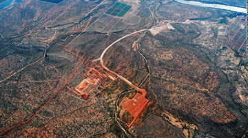 The aerial photograph shows work that began on the mine before South Africa's Department of Environment ordered work to stop.