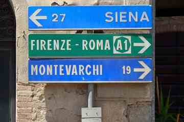 Road signs in Gaiole in Chianti.
