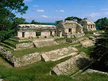 Maya temple ruins in the Northern Group complex at Palenque, Mexico.