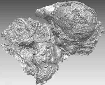 The helmet is so delicate that conservators decided to make a 3D image of the helmet part-way through its conservation so that valuable information can be retained. 