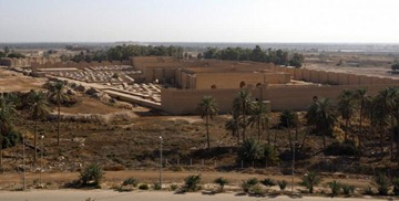 A view of the ancient city of Babylon. The Babylon ruins which have been recently renovated are on the right side while the let side of the photograph shows what remains of the Babylon City. (Ali Al-Saadi/Getty Images) 