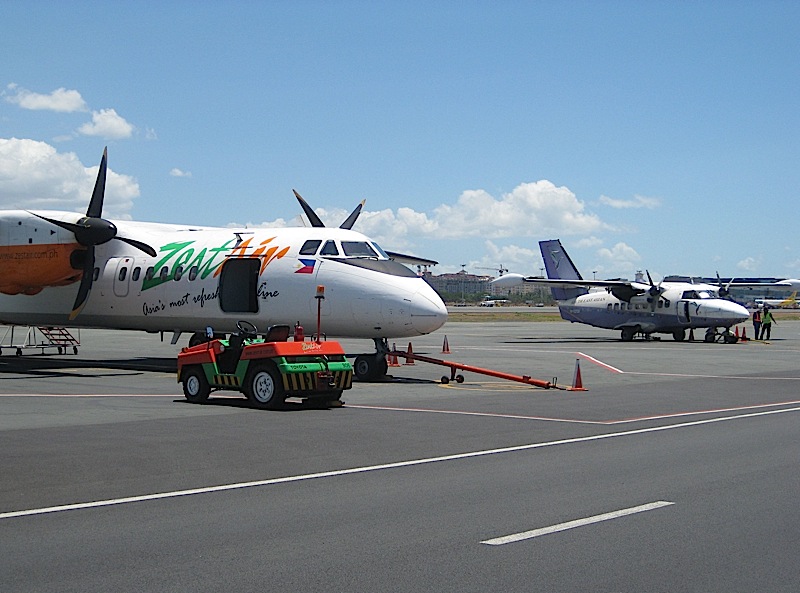 planes of ZestAir and Seair at the Manila Domestic Airport