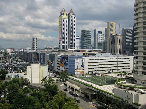 Ortigas Center skyline with SM Megamall and Edsa Shangri-la hotel in the foreground