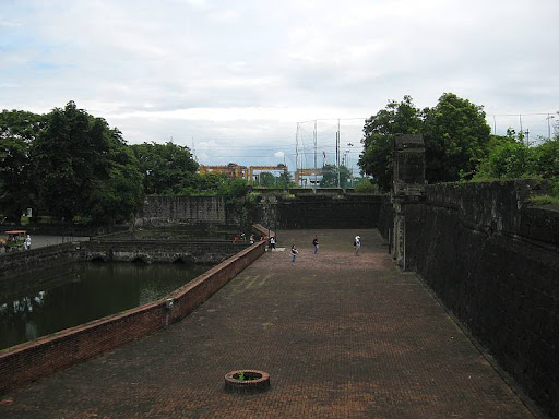 moat and walls of Fort Santiago in Intramuros, Manila