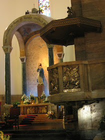 pulpit and shrine of the Immaculate Conception inside the Manila Cathedral