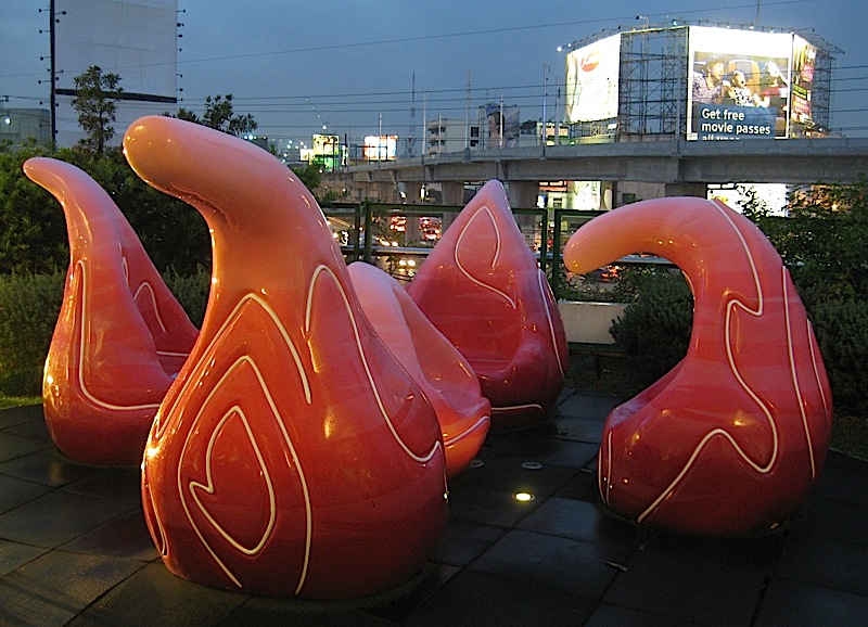Bloom sculpture/chairs by Joel Ferraris at the Sky Garden of SM City North EDSA mall