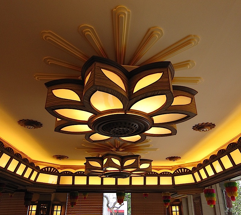 flower-shaped light fixtures in Buddy's restaurant along Timog Avenue