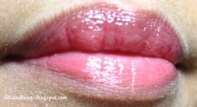 lip ice colored lip balm in candy apple lip swatch, by bitsandtreats
