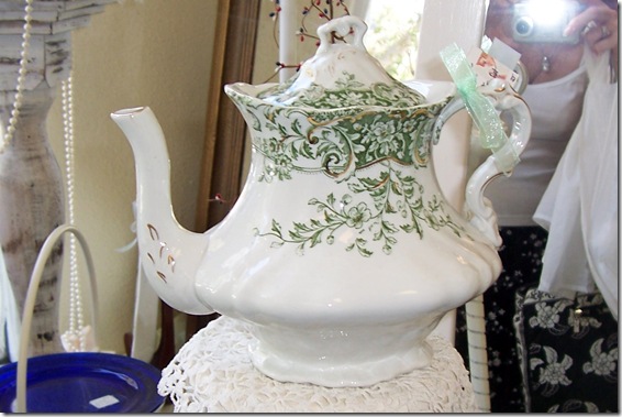 green toile teapot