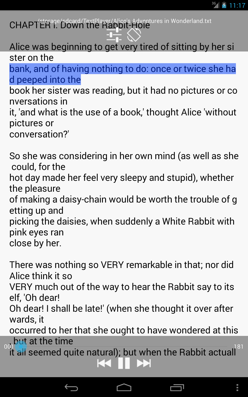 Text Player (Read aloud) Screen 2