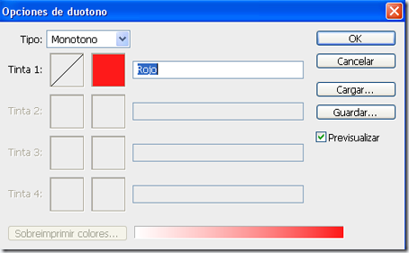 Panel de añadido de tintas del modo duotono Panel de añadido de tintas del modo duotono
