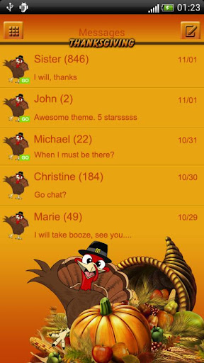 Thanksgiving Day GO SMS theme