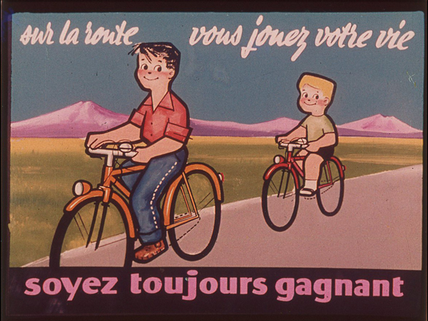 Films fixes et publicités de quartier (educational filmstrips) sur www.filmfix.fr : Jouez gagnant ...  La sécurité à bicyclette