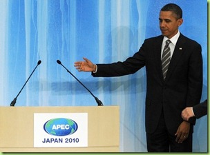 big guy introduces his shadow who will be addressing APEC