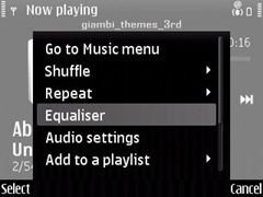 Media Player on E71 with the equalizer option