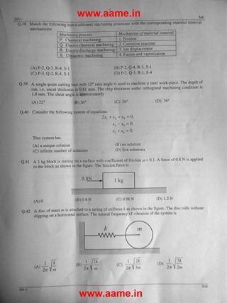 GATE 2011 Mechanical Engineering Question Paper