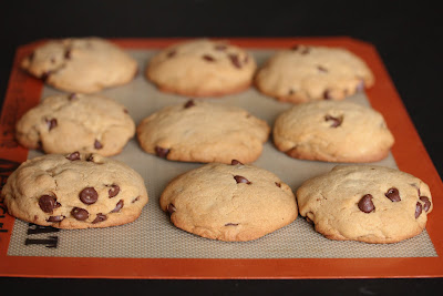 photo of chocolate chip cookies on a baking sheet