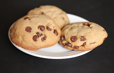 close-up photo of chocolate chip cookies on a plate
