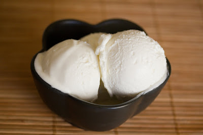 photo of a bowl of coconut ice cream