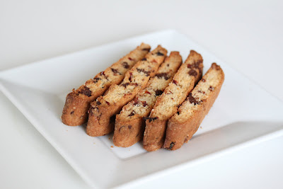 photo of Cranberry chocolate chip biscotti on a plate