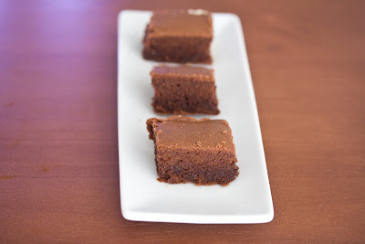 photo of three slices of chocolate mochi on a plate