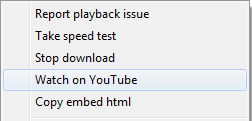 YouTube context menu for embedded videos