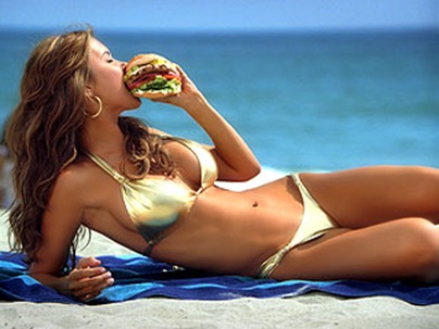 Audrina Patridge gold Bikini Burger Ad photo