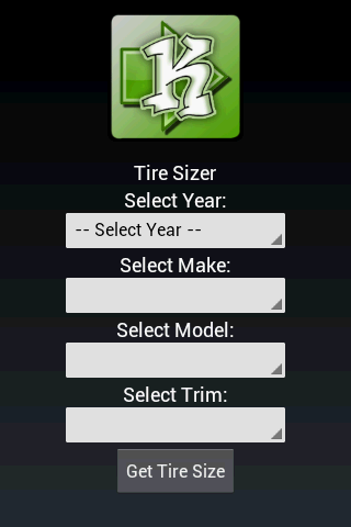 Android application Whats My Tire Size? screenshort