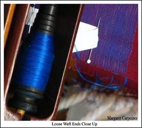 loose weft ends close up