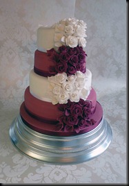 4-Tier-Rose-cake-in-burgundy-and-white