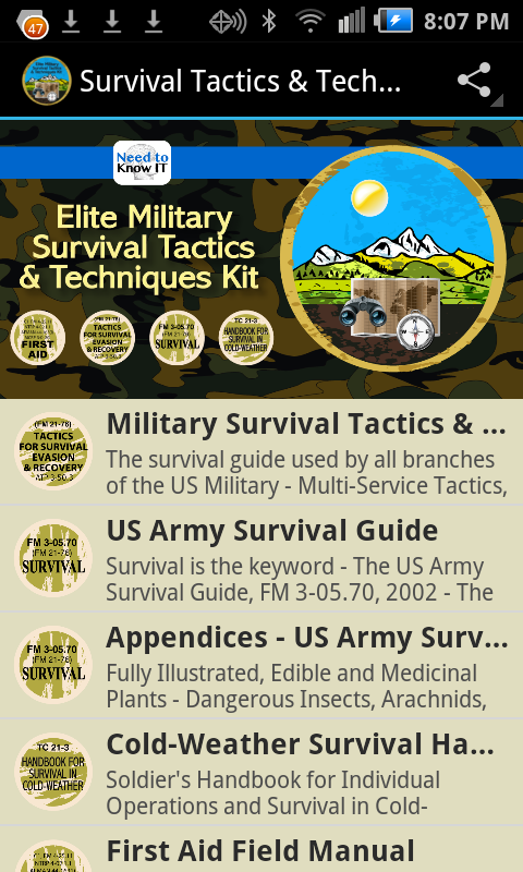 Android application Military Survival Tactics Kit screenshort