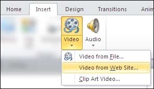 Insert Video from Web Site Insert Video from Web Site