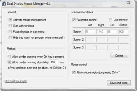 Dual display mouse manager