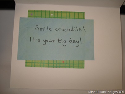Smile Crocodile - birthday card - inside