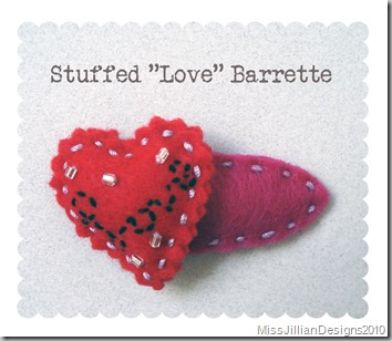Stuffed "Love" Heart Barrette