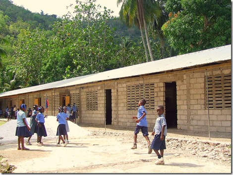 kids in front of school