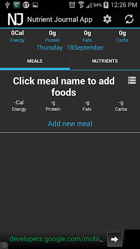 Nutrient Journal App