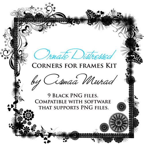 %5BUNSET%5D New Product at AIFactory ! : Ornate Distressed floral Corner and a giveaway!