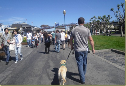 Reyna walking in the crowds at Fisherman's Warf.