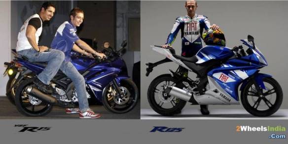 Valentino Rossi with the R15 and R125