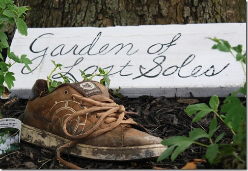 Plant flowers inside old shoes or boots!