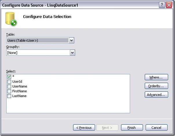 Selecting Linq-To-SQL Table