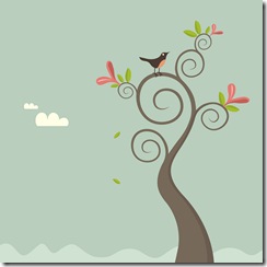 bird on swirly tree