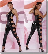 Sexy Vinyl Wild Cut Out CatSuit with circular cut outs in sides
