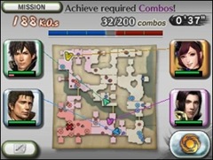 A tela de baixo exibindo os personagens, o mapa e a barra de moral