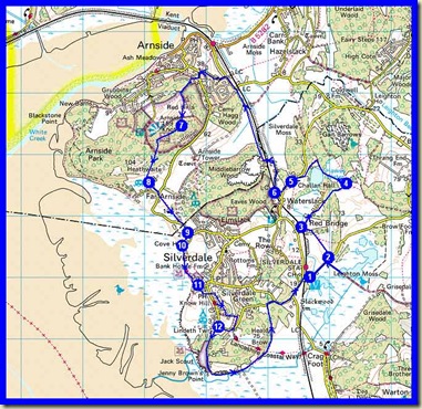 28 October 2009 - our route around Silverdale/Arnside