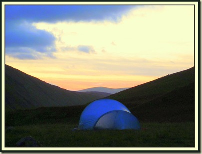 The view from my tent around sunset on Day 2, near the Megget Stone