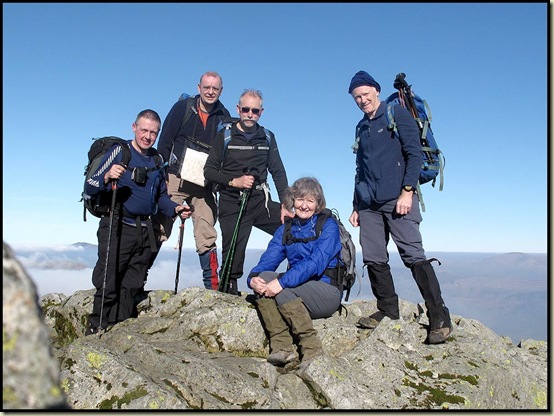 On the summit of Great Gable - JJ, Stuart, Rick, Viv, Martin