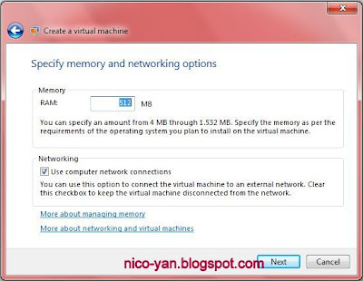 Setting Memory Virtual PC 