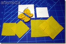 borboleta de fuxico quadrado - material